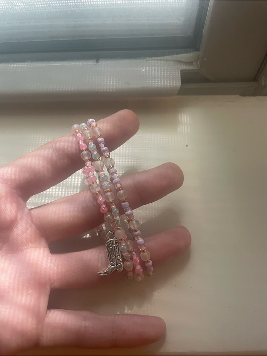 Jewelry - Pastel Beaded Stretchy Bracelet Set with boot Charm X3
